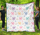 Colorful Unicorn Rainbow Heart Pattern Premium Quilt