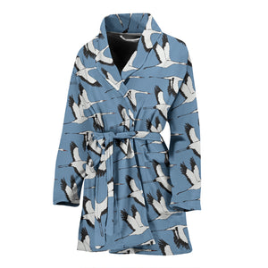 Seagull Pattern Print Design 04 Women's Bathrobe