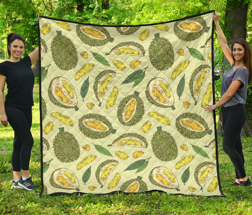 Durian Leaves Pattern Background Premium Quilt