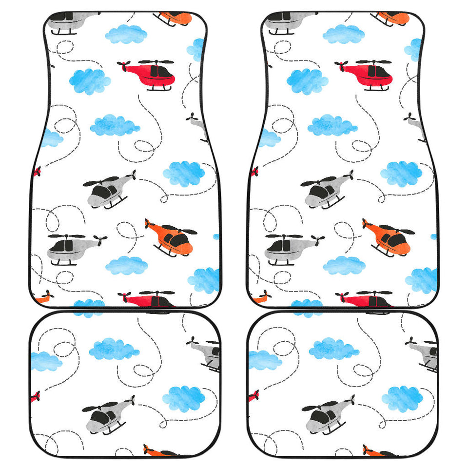 Watercolor Helicopter Cloud Pattern Front And Back Car Mats