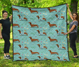 Dachshund Decorative Background Premium Quilt