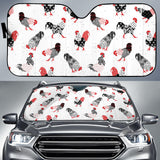 Cool Rooster Chicken Cock Floral Ornament Background Car Sun Shade