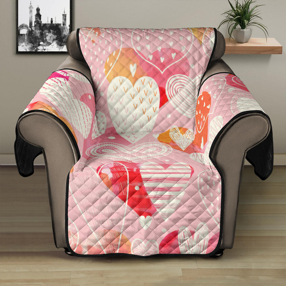 Hand drawn heart design pattern Recliner Cover Protector