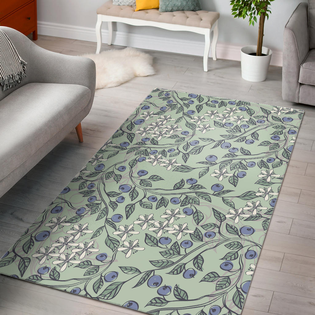 Hand Drawn Blueberry Pattern Area Rug