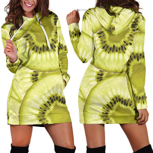 Sliced Kiwi Pattern Women'S Hoodie Dress