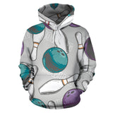 Bowling Ball And Pin Gray Background Men Women Pullover Hoodie