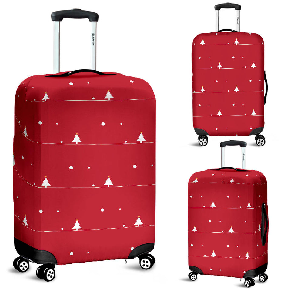 Christmas Tree Star Snow Red Background Luggage Covers