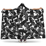 Crow Illustration Pattern Hooded Blanket