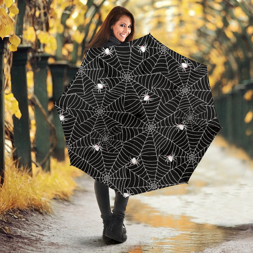 Spider Web Design Pattern Black Background White Cobweb Umbrella