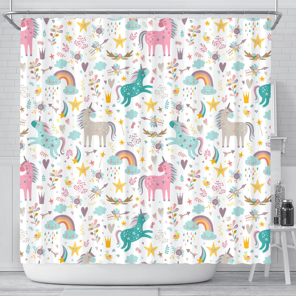 Colorful Unicorn Pattern Shower Curtain Fulfilled In US