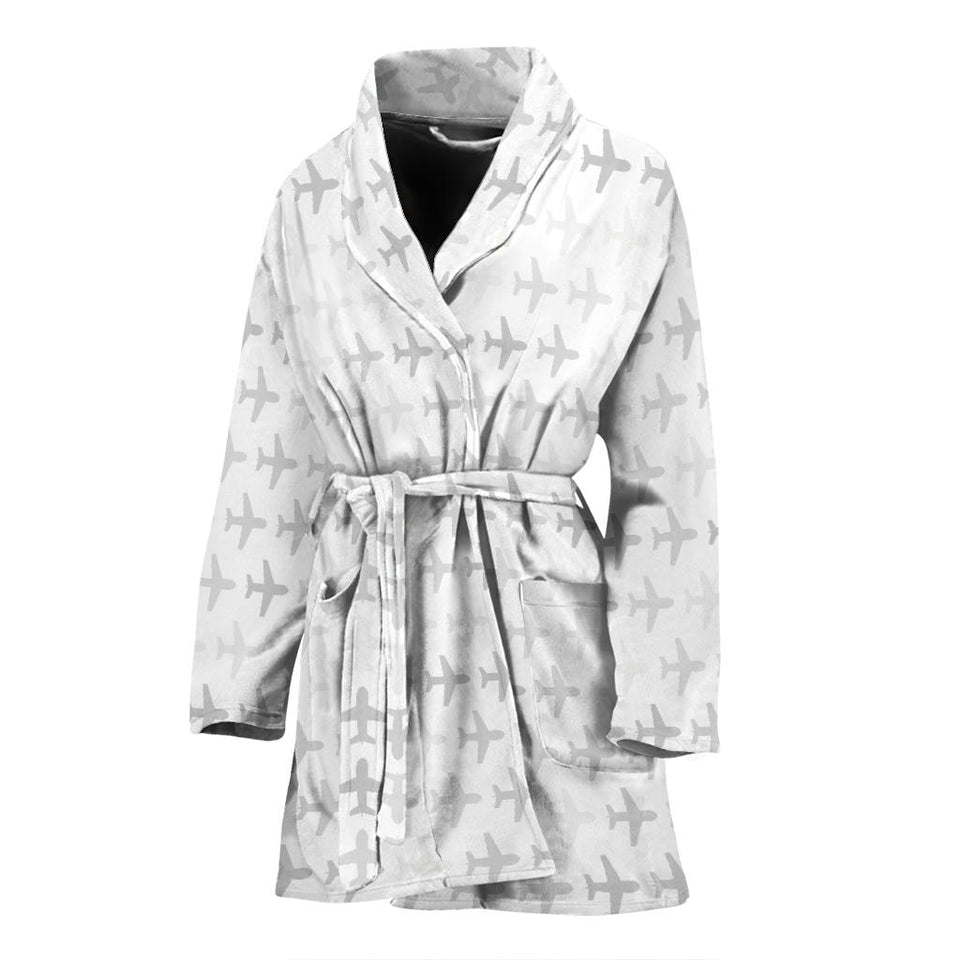 Airplane Print Pattern Women'S Bathrobe