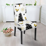 Christmas Tree Holly Snow Star Pattern Dining Chair Slipcover