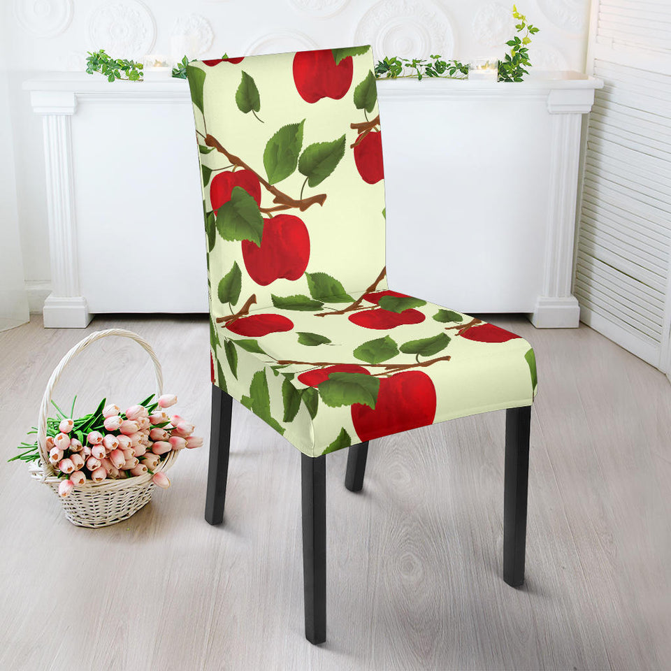 Red Apples Leaves Pattern Dining Chair Slipcover