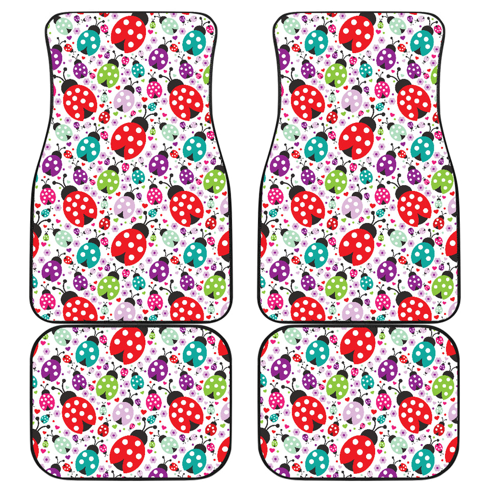 Ladybug Pattern Print Design 03 Front and Back Car Mats
