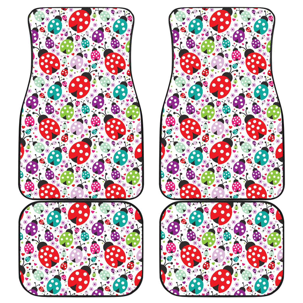 Ladybug Pattern Print Design 03 Front and Back Car Mats