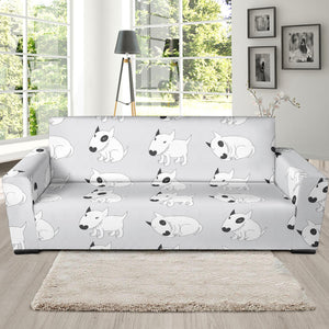 Bull Terrier Pattern Print Design 01 Sofa Slipcover