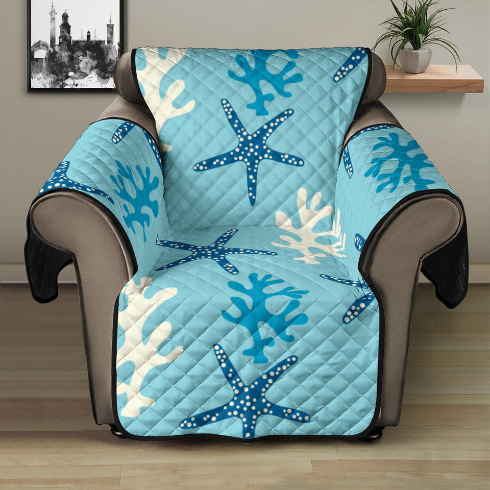 Blue starfish coral reef pattern Recliner Cover Protector