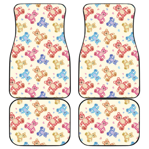 Teddy Bear Pattern Print Design 05 Front and Back Car Mats