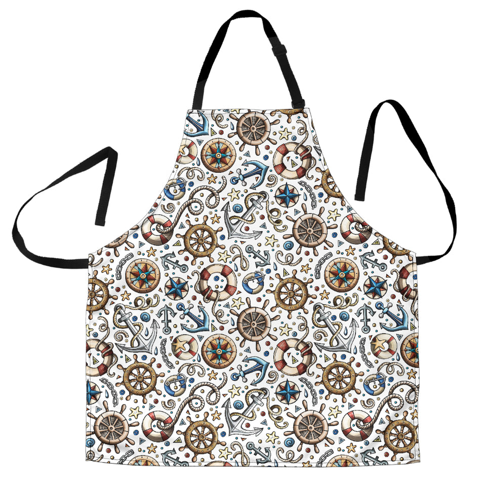 Cute Nautical Steering Wheel Anchor Pattern Adjustable Apron