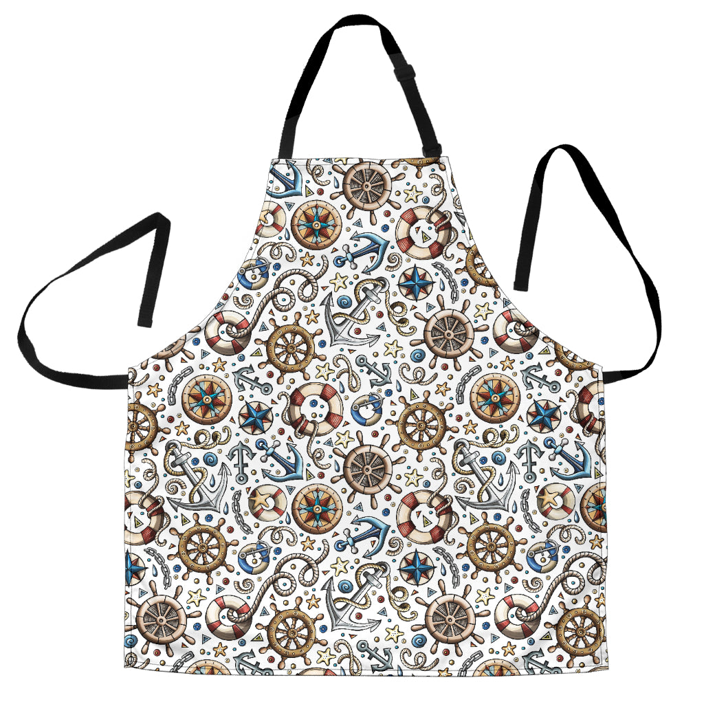 Cute Nautical Steering Wheel Anchor Pattern Adjustable Apron
