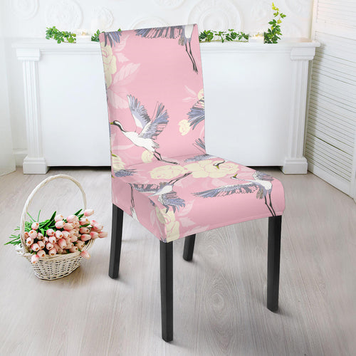 Japanese Crane Rose Pattern Dining Chair Slipcover