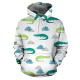 Watercolor Crocodile Pattern Men Women Pullover Hoodie