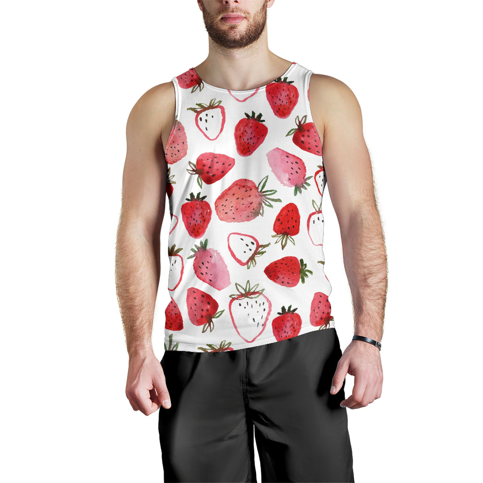 watercolor hand drawn beautiful strawberry pattern Men Tank Top