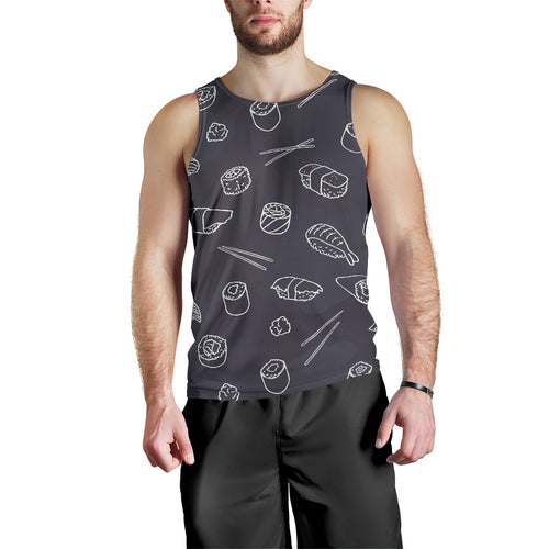 sushi pattern black background Men Tank Top