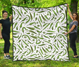 Hand Drawn Sketch Style Green Chili Peppers Pattern Premium Quilt
