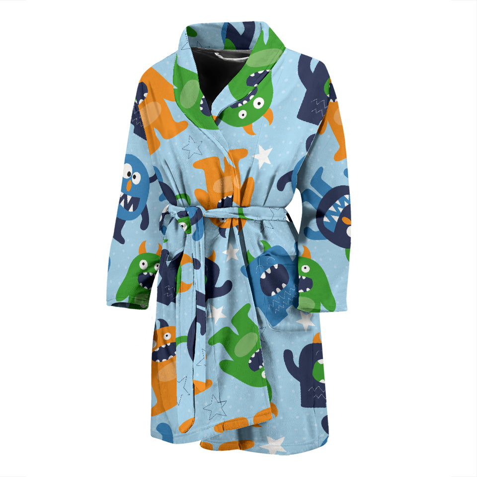 Alien Pattern Print Design 04 Men's Bathrobe