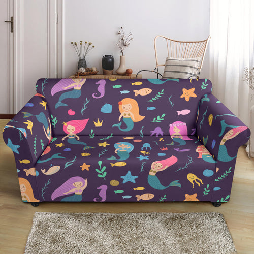 Beautiful Mermaid Fish Jellyfish Algae Other Marine World Loveseat Couch Slipcover