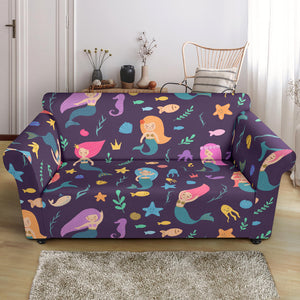 Beautiful Mermaid Fish Jellyfish Algae Other Marine World Loveseat Couch Slipcover