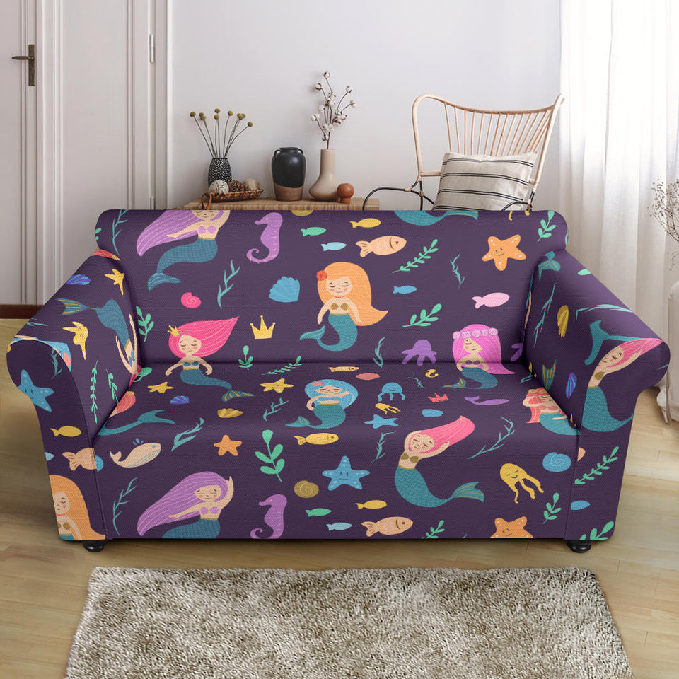 Beautiful Mermaid Fish Jellyfish Algae Other Marine World Loveseat Couch Slipcover