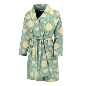 Tea Pots Pattern Print Design 02 Men's Bathrobe