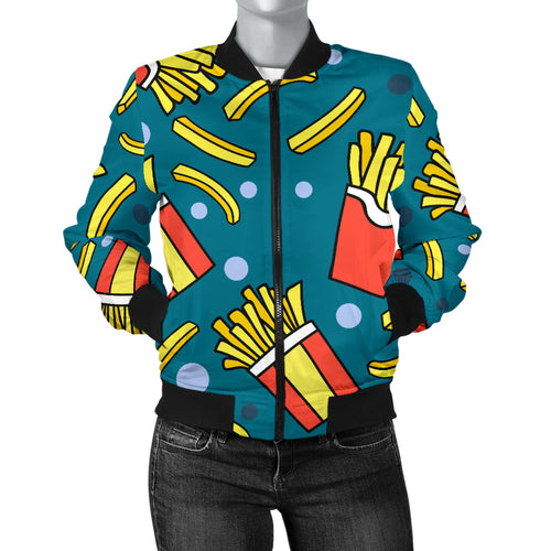 French Fries Red Paper Box Pattern Women'S Bomber Jacket