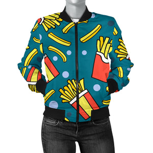 French Fries Red Paper Box Pattern Women'S Bomber Jacket
