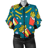 French Fries Red Paper Box Pattern Women'S Bomber Jacket