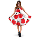 Red Apples White Background Sleeveless Midi Dress