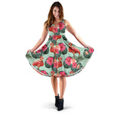 Beautiful Flamingo Tropical Palm Leaves Hibiscus Pateern Background  Sleeveless Midi Dress