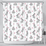 Watercolor Cute Rabbit Pattern Shower Curtain Fulfilled In US
