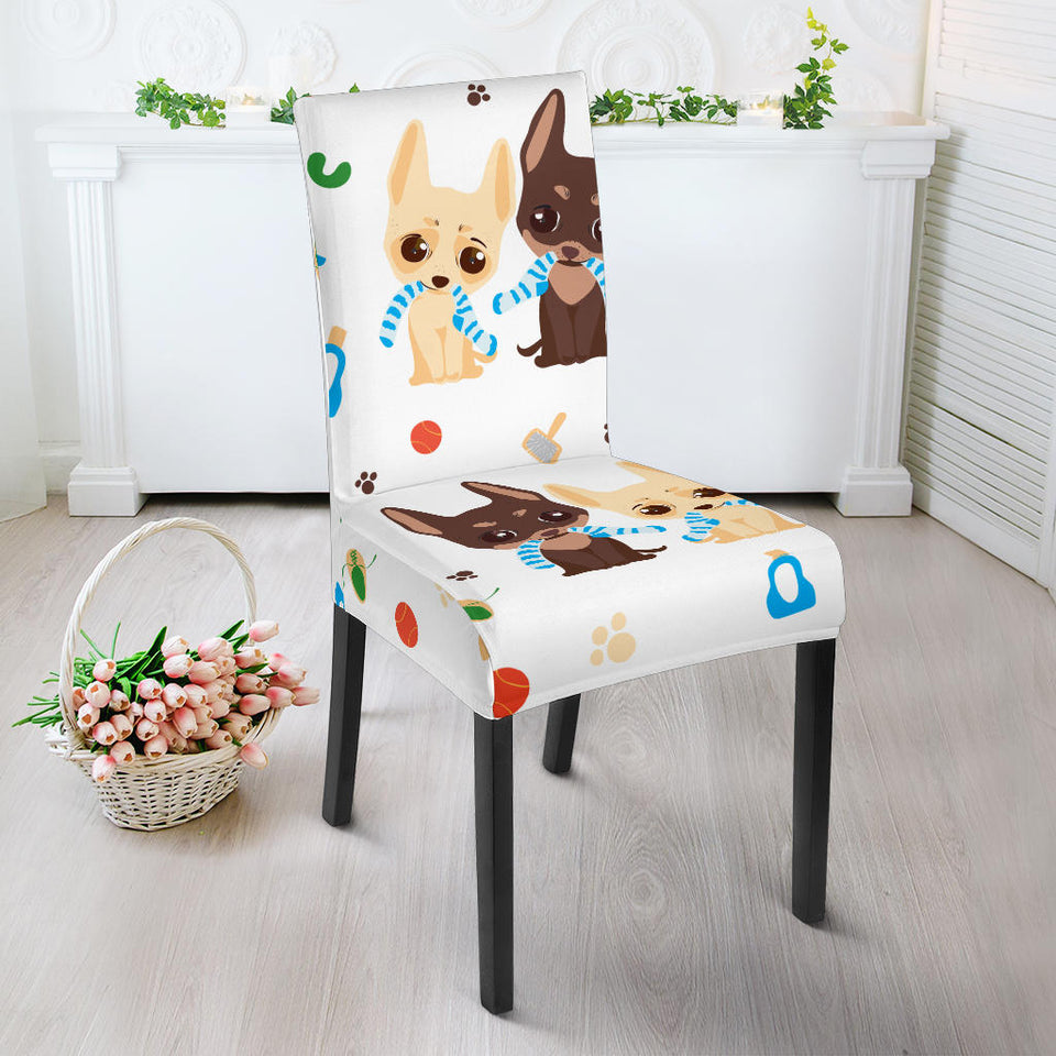 Cute Chihuahua Dog Pattern Dining Chair Slipcover