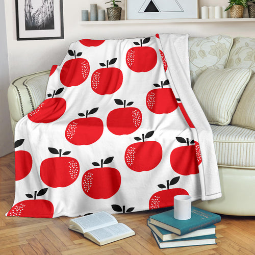 Red Apples White Background Premium Blanket