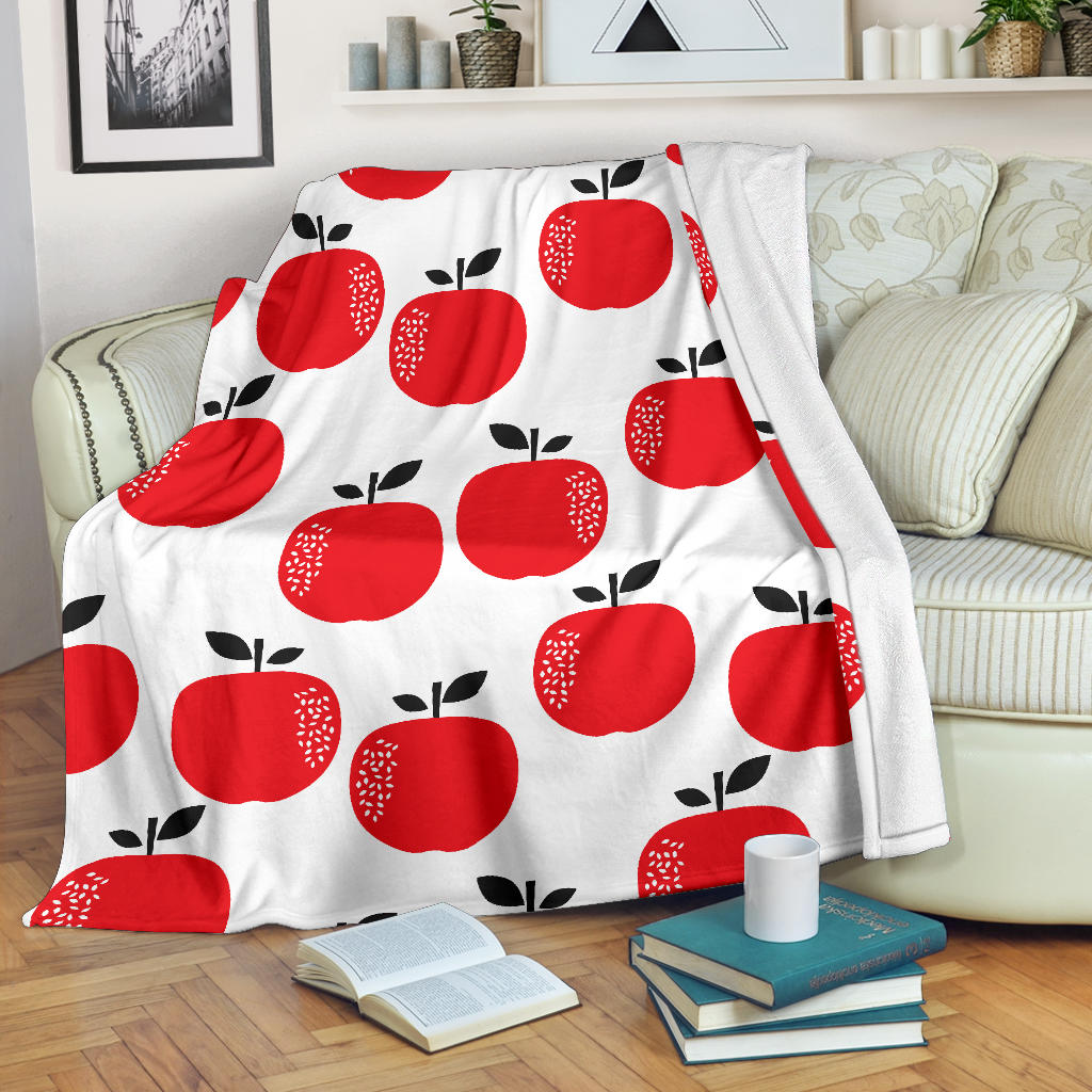 Red Apples White Background Premium Blanket