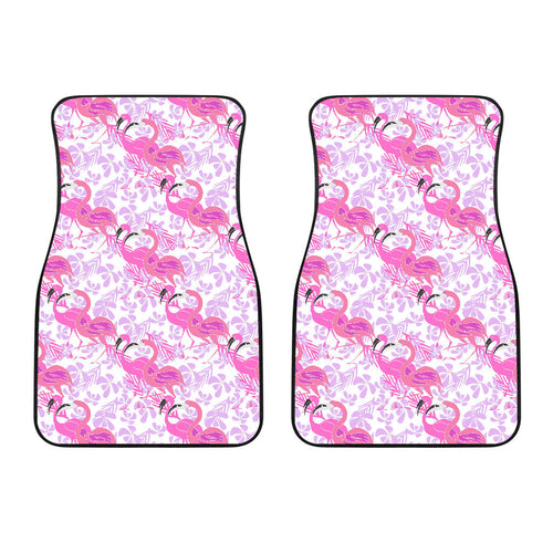 Pink Flamingo Flower Pattern Front Car Mats