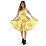 Cheese Design Pattern Sleeveless Midi Dress