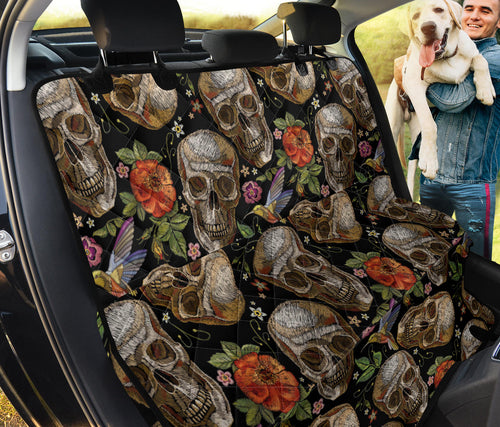 Skull Rose Humming Bird Flower Pattern Dog Car Seat Covers