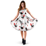Cool Rooster Chicken Cock Floral Ornament Background Sleeveless Midi Dress