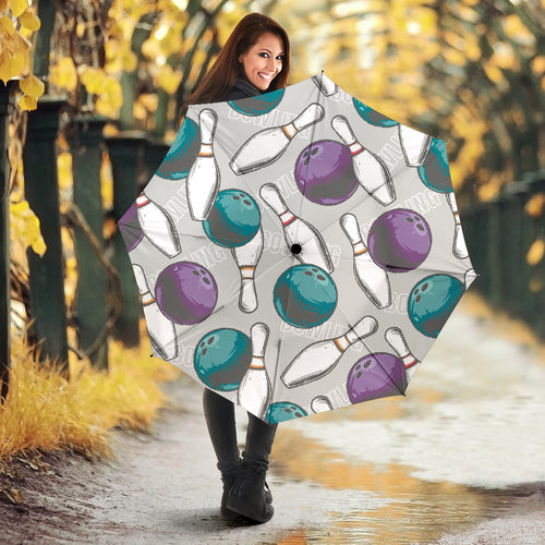 Bowling Ball And Pin Gray Background Umbrella