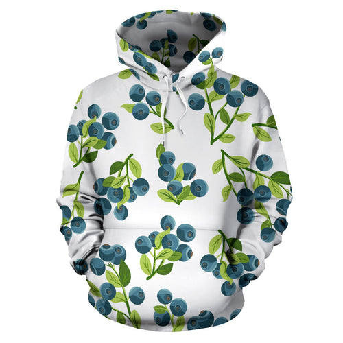 Blueberry White Background Men Women Pullover Hoodie