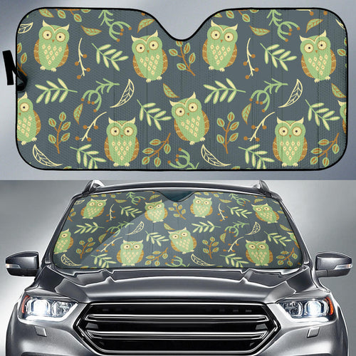 Cute Owls Leaves Pattern Car Sun Shade